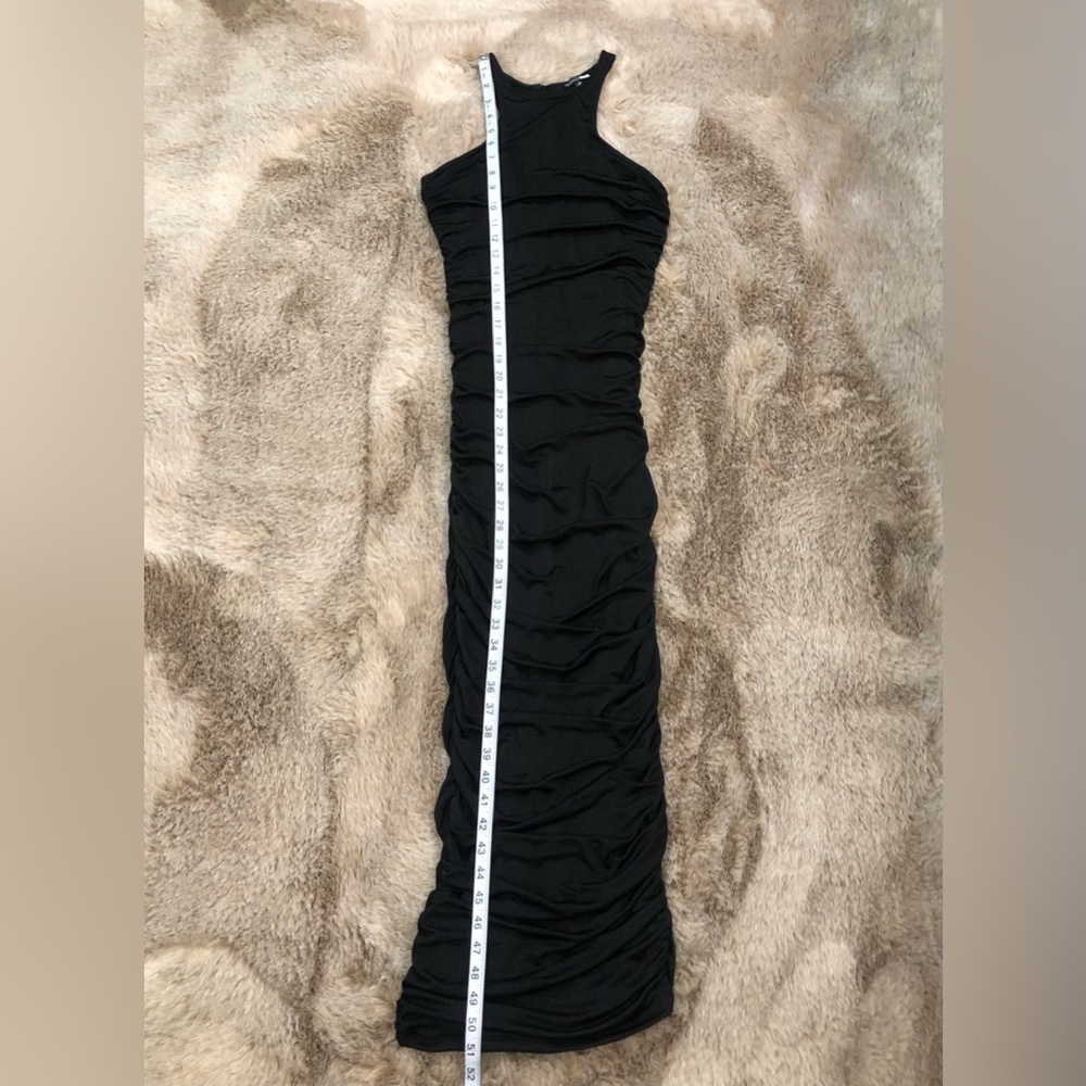 Fashion Nova Living For It Black Ruched Slinky Maxi Dress NWOT - Picture 4 of 9